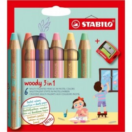Stabilo Woddy 3 En 1 Pack De 6 Lapices De Colores Pastel + Sacapuntas - ...