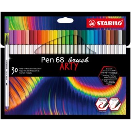 Stabilo Pen 68 Brush Arty Pack De 30 Rotuladores - Punta De Pincel - Tin...