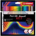Stabilo Pen 68 Brush Arty Pack De 24 Rotuladores - Punta De Pincel - Tin...