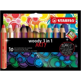 Stabilo Woddy 3 En 1 Arty Pack De 10 Lapices De Colores + Sacapuntas - L...