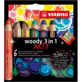 Stabilo Woddy 3 En 1 Arty Pack De 6 Lapices De Colores + Sacapuntas - La...