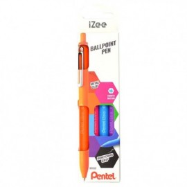 Pentel Izee Pack De 4 Boligrafos De Bola Retractiles - Punta 0.7mm - Tra...
