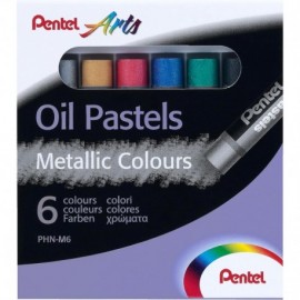 Pentel Oil Pastels Pack De 6 Pasteles Oleo Metalicos - Blandos¸ Cremosos...