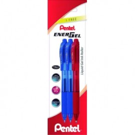 Pentel Energel X Pack De 3 Boligrafos De Bola Retractiles Tinta Gel - Pu...