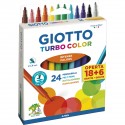 Giotto Turbo Color Pack De 18+6 Rotuladores - Punta Fina 2.8 Mm. - Tinta...