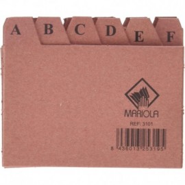 Mariola Indice A-z Nº1 Para Fichero - Medidas 95x65mm - Color Marron