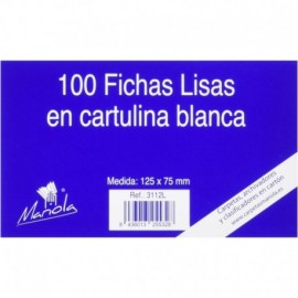 Mariola Pack De 100 Fichas Lisas Nº2 Para Fichero - Medidas 125x75mm - C...